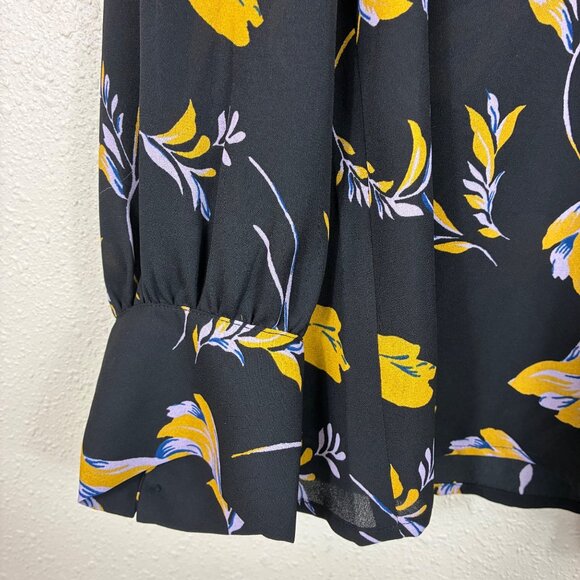 NWOT ModCloth Black Floral Neck Tie Blouse Size XL Romantic Core - Picture 6 of 10